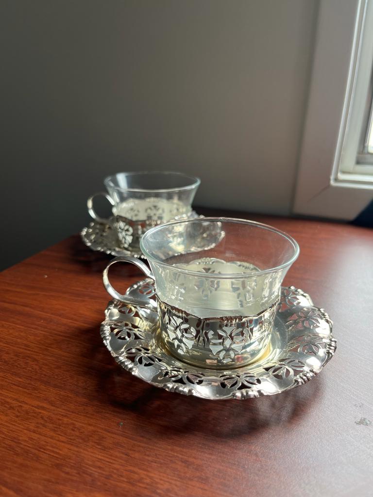 BMF German Silver Plated Tea Cups